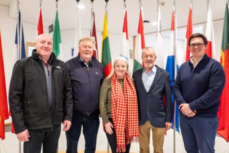 Michael MacCurtain with Limerick Fine Gael representatives during a visit to the European Parliament in Brussels.